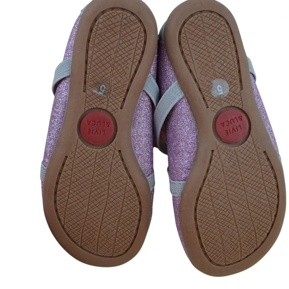 NWOB Livie & Luca Aurora Girls Pink Glitter‎ Ballet Flats Leather Shoes Infant 5